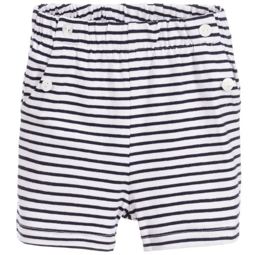 Patachou-Blue Striped Cotton Shorts | Childrensalon Outlet