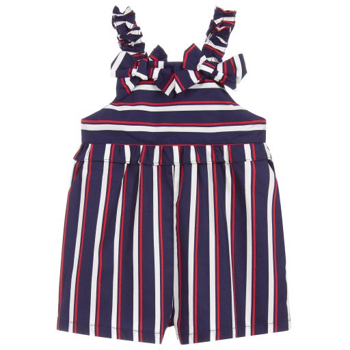 Patachou-Blue Striped Dungaree Shorts | Childrensalon Outlet