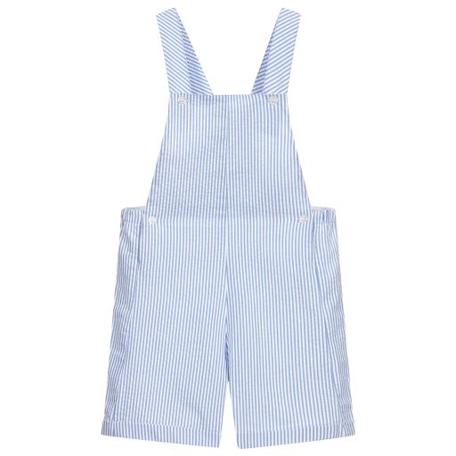 Patachou-Blue Striped Dungaree Shorts | Childrensalon Outlet