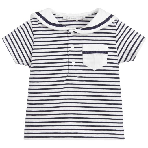 Patachou-Blue & White Cotton Top | Childrensalon Outlet