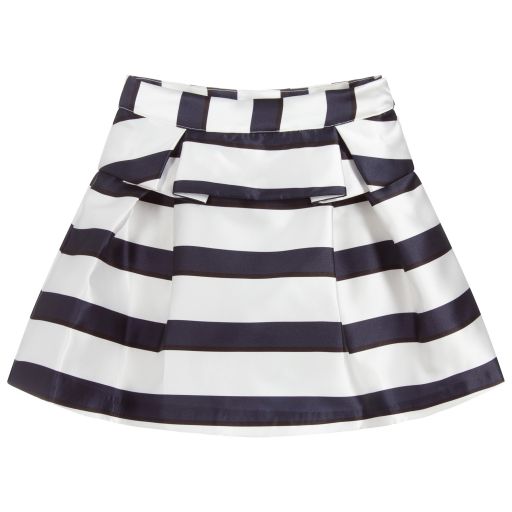 Patachou-Blue & White Satin Skirt | Childrensalon Outlet
