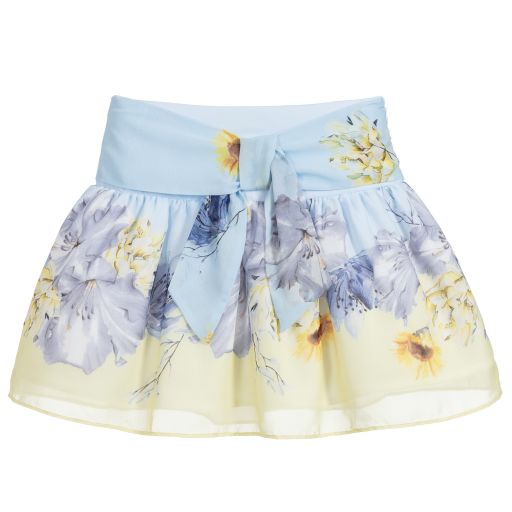Patachou-Blue & Yellow Chiffon Skirt | Childrensalon Outlet