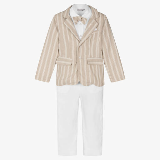 Patachou-Boys Beige & Ivory Linen Suit | Childrensalon Outlet