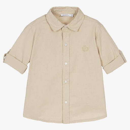 Patachou-Boys Beige Linen & Cotton Shirt | Childrensalon Outlet