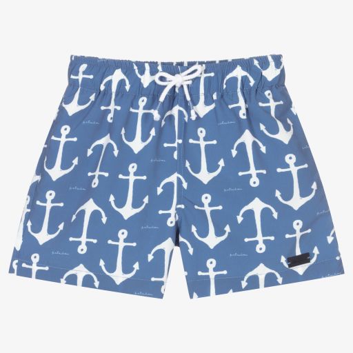 Patachou-Boys Blue Anchor Swim Shorts | Childrensalon Outlet