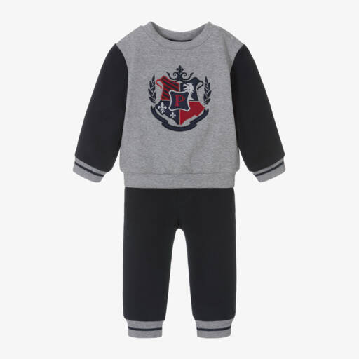Patachou-Boys Blue and Grey Jersey Set | Childrensalon Outlet
