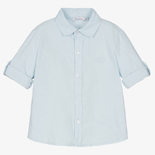 Patachou-Boys Blue Cotton & Linen Shirt | Childrensalon Outlet