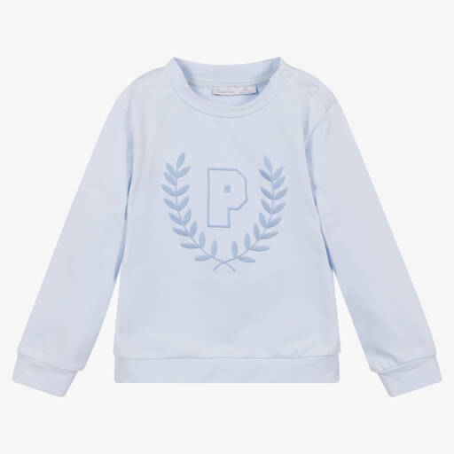 Patachou-Boys Blue Cotton Sweatshirt | Childrensalon Outlet