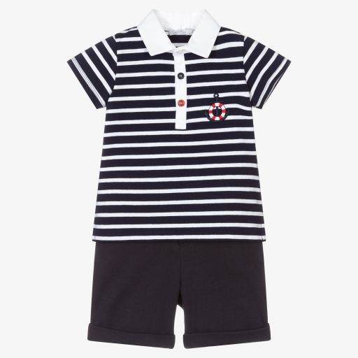 Patachou-Blaues Jersey-Shorts-Set (J) | Childrensalon Outlet