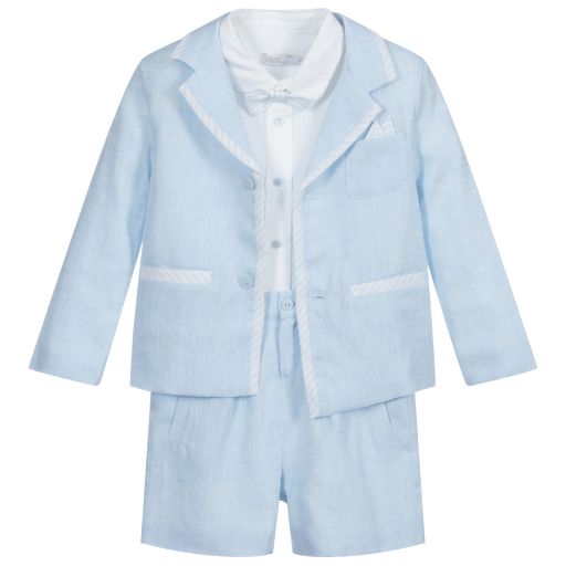 Patachou-Комплект из голубого льна с шортами для мальчиков | Childrensalon Outlet
