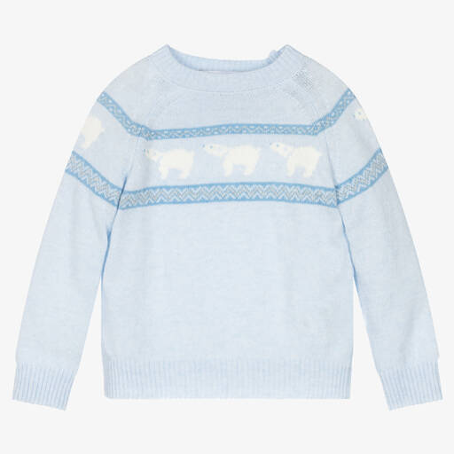 Patachou-Голубой шерстяной джемпер с белыми медведями | Childrensalon Outlet