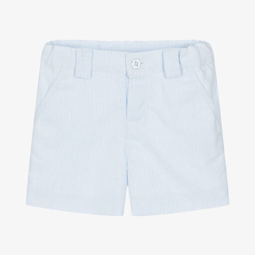 Patachou-Boys Blue & White Striped Cotton Shorts | Childrensalon Outlet