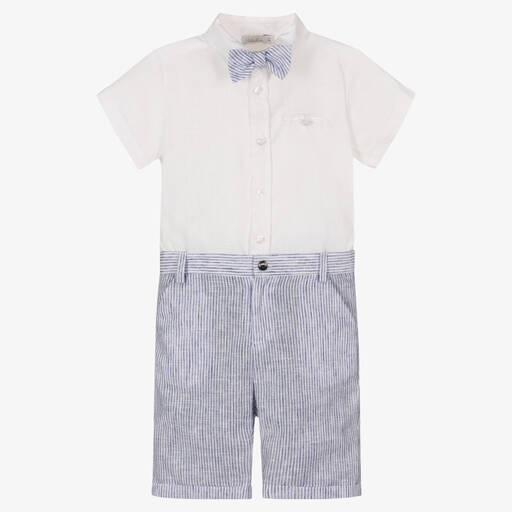 Patachou-Leinentop & Streifenshorts blau/w. | Childrensalon Outlet