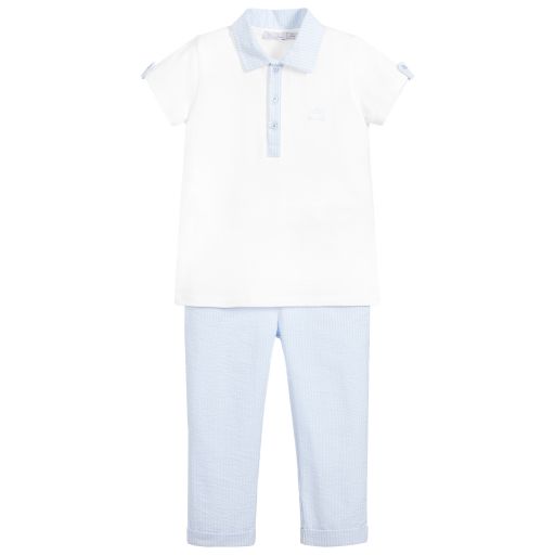 Patachou-Boys Blue & White Trousers Set | Childrensalon Outlet