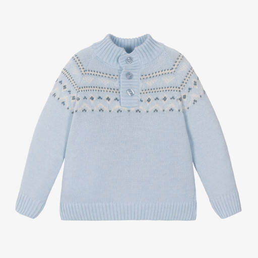 Patachou-Boys Cozy Blue Fair Isle Knit | Childrensalon Outlet