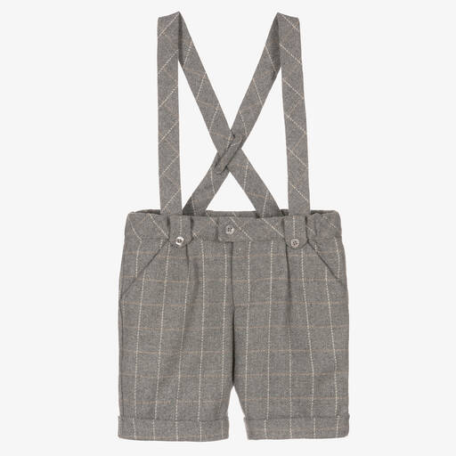 Patachou-Boys Grey Check Shorts & Braces | Childrensalon Outlet