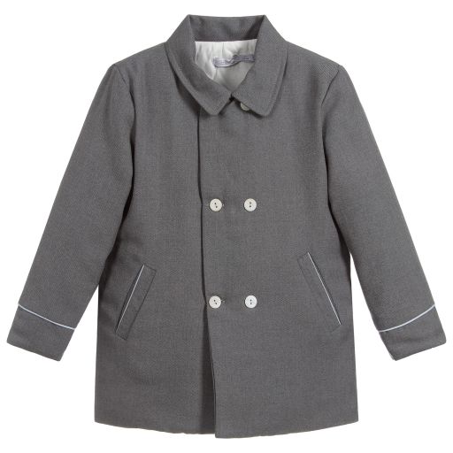 Patachou-Boys Grey Viscose Blend Coat | Childrensalon Outlet