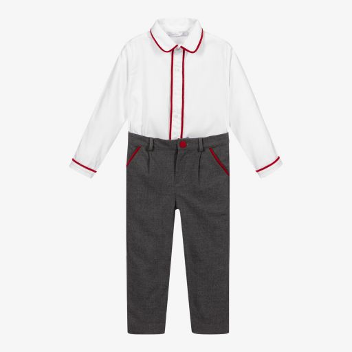 Patachou-Boys Grey & White Trouser Set | Childrensalon Outlet