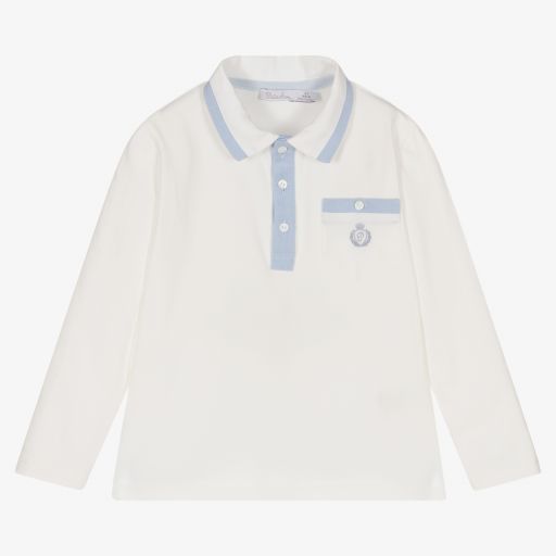 Patachou-Boys Ivory Cotton Polo Shirt | Childrensalon Outlet