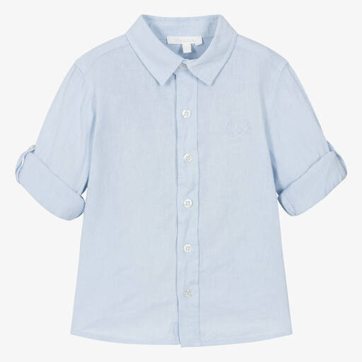 Patachou-Boys Light Blue Linen & Cotton Shirt | Childrensalon Outlet