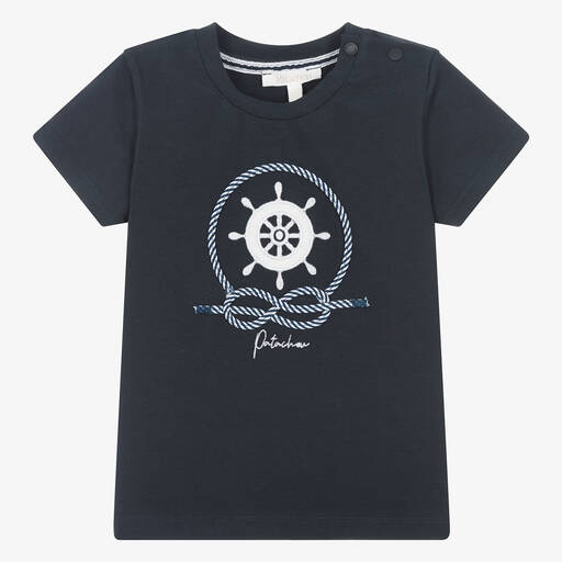 Patachou-Синяя хлопковая футболка в морском стиле для мальчиков | Childrensalon Outlet