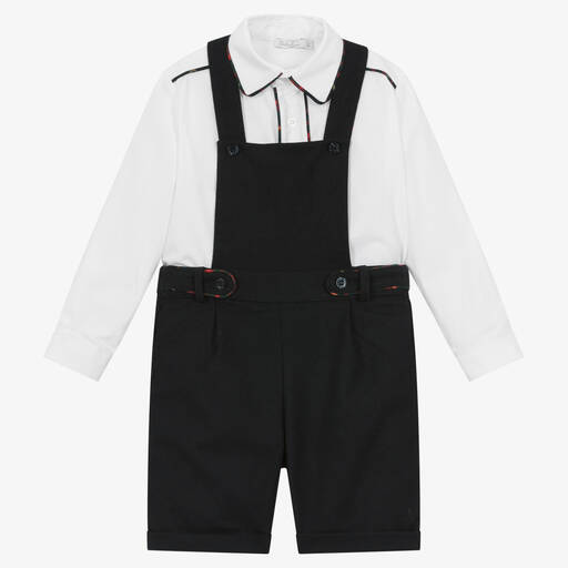 Patachou-Boys Navy Blue Cotton Shorts Set | Childrensalon Outlet