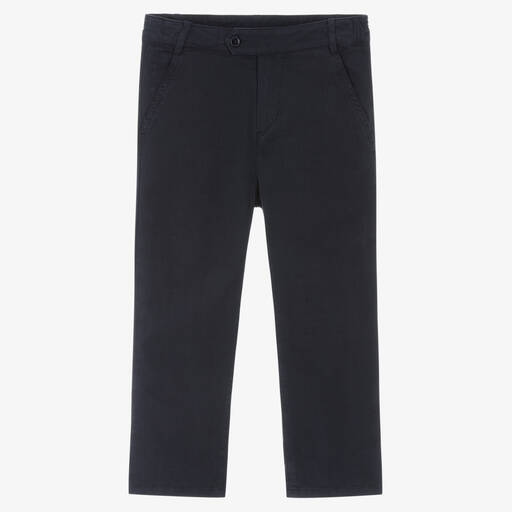 Patachou-Boys Navy Blue Cotton Twill Trousers | Childrensalon Outlet