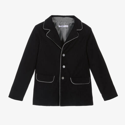 Patachou-Boys Navy Blue Flannel Blazer | Childrensalon Outlet