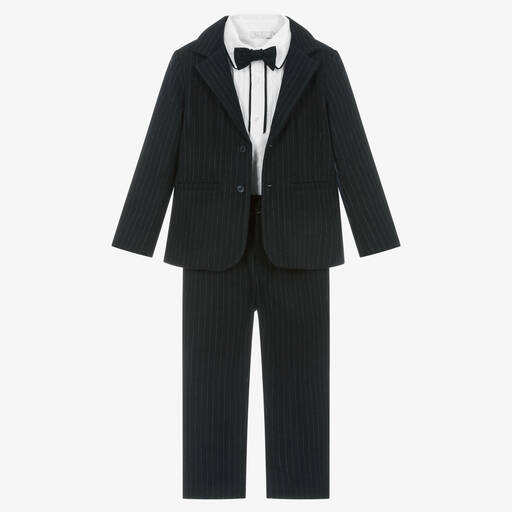 Patachou-Boys Navy Blue Pin Stripe Suit Set | Childrensalon Outlet