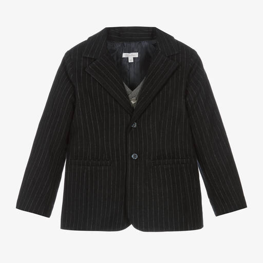 Patachou-Boys Navy Blue Pinstripe Blazer | Childrensalon Outlet