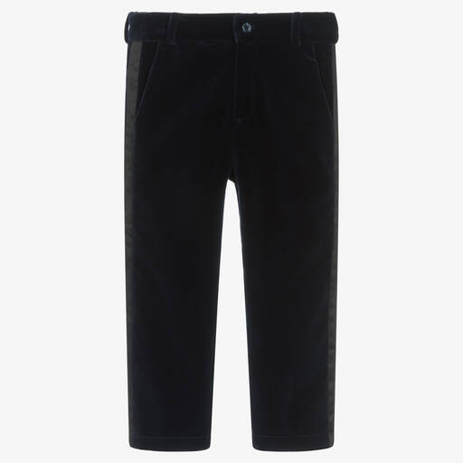 Patachou-Boys Navy Blue Velvet Trousers | Childrensalon Outlet