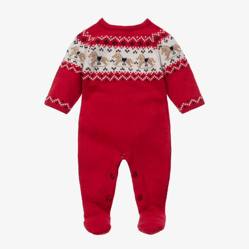 Patachou-Boys Red Knitted Babygrow | Childrensalon Outlet