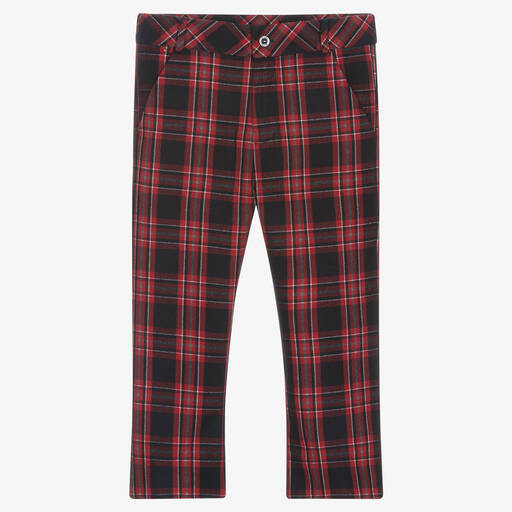 Patachou-Boys Red & Navy Blue Check Trousers  | Childrensalon Outlet