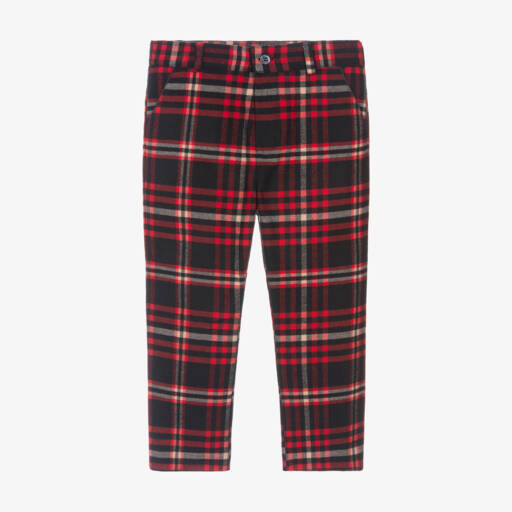 Patachou-Boys Red Tartan Check Trousers | Childrensalon Outlet