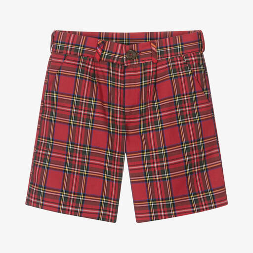 Patachou-Boys Red Tartan Cotton Shorts | Childrensalon Outlet