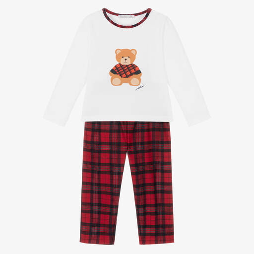 Patachou-Boys Red Tartan Teddy Pyjamas | Childrensalon Outlet