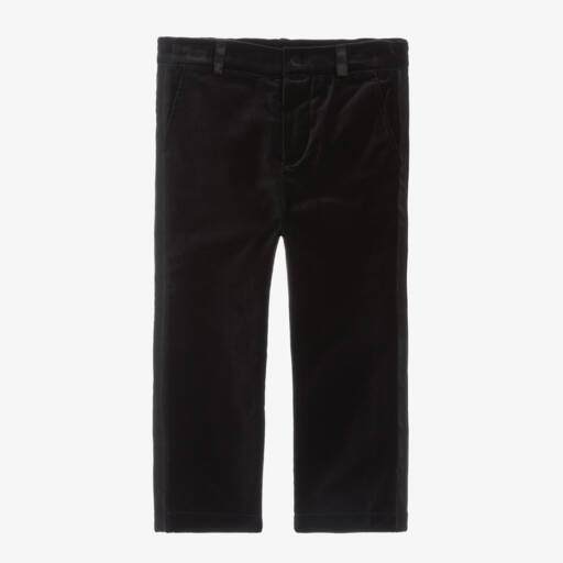 Patachou-Boys Velvet Cotton Trousers in Black | Childrensalon Outlet