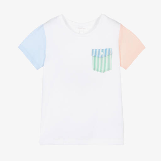 Patachou-Boys White Color Block Tee | Childrensalon Outlet