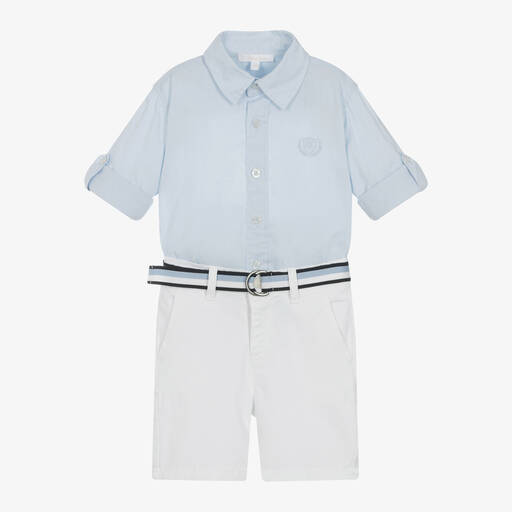 Patachou-Boys White Cotton Chino Shorts Set | Childrensalon Outlet