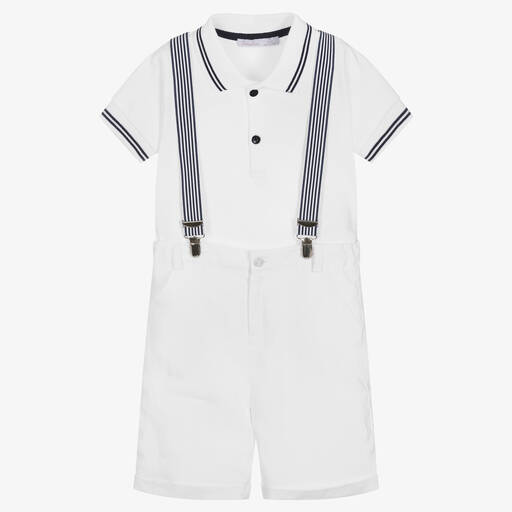 Patachou-Boys White Cotton & Linen Shorts Set | Childrensalon Outlet