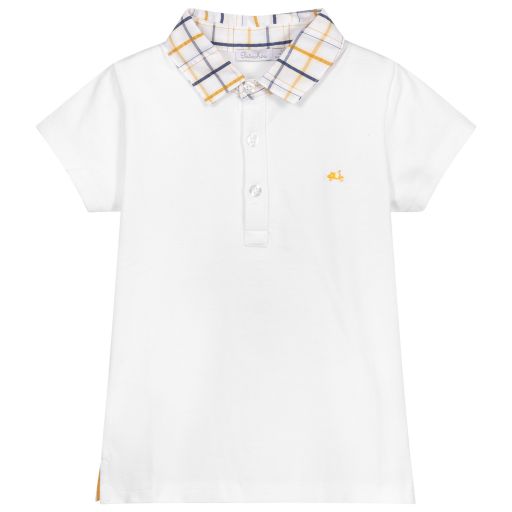 Patachou-Boys White Cotton Polo Shirt | Childrensalon Outlet