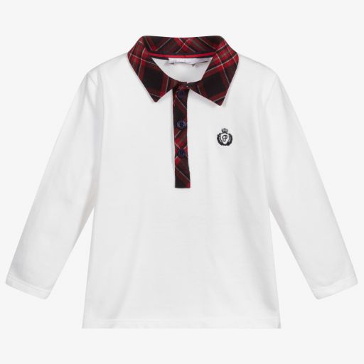 Patachou-Boys White Cotton Polo Shirt | Childrensalon Outlet