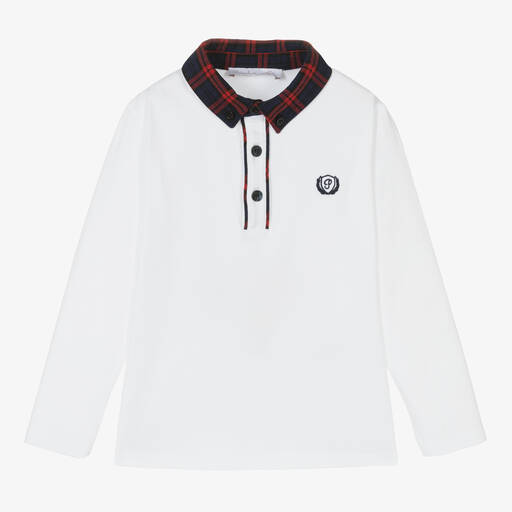 Patachou-Boys White Cotton Polo Shirt | Childrensalon Outlet