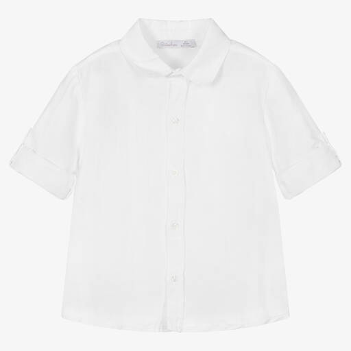 Patachou-Boys White Linen & Cotton Shirt | Childrensalon Outlet