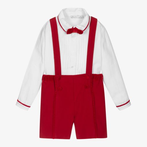 Patachou-Boys White & Red Shorts Set | Childrensalon Outlet