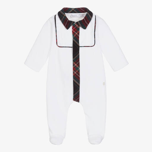 Patachou-Boys White Velour Babygrow | Childrensalon Outlet