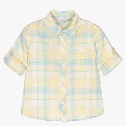 Patachou-Boys Yellow Tartan Shirt | Childrensalon Outlet