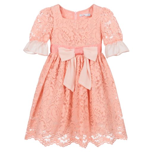 Patachou-Coral Orange Lace Dress | Childrensalon Outlet