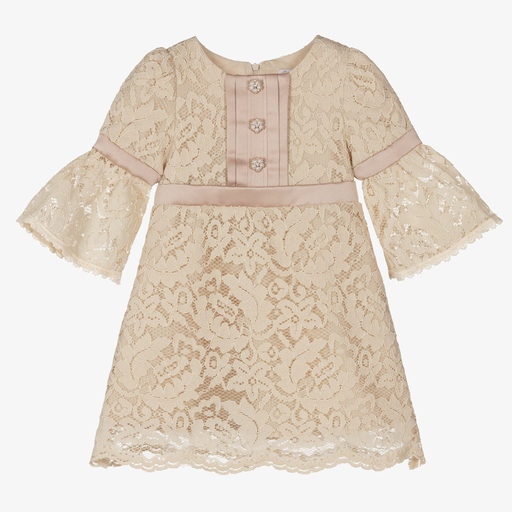Patachou-Girls Beige Lace Dress | Childrensalon Outlet