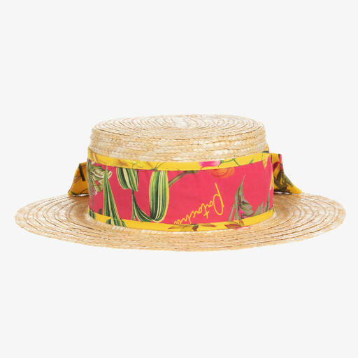 Patachou-Chapeau de paille beige et rose | Childrensalon Outlet